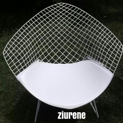 Bertoia Diamond lounge chair wide cushion replacement in white vinyl/ made with 1/2